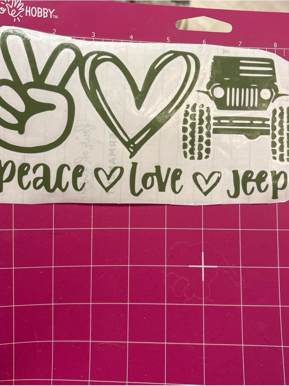 Peace Love Jeep Wall Decal - Olive Green Vinyl